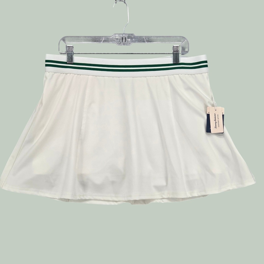 Tommy Bahama NEW Women XL Everyday Active Tennis Skort White Green Stripe Golf
